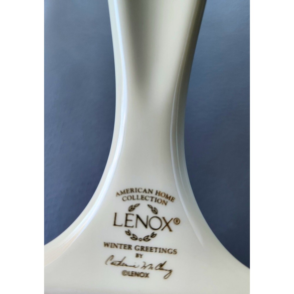Lenox Cake Pie Server Winter Greetings Hand Paint Red Holy Pine  24K Gold Trim - Picture 4 of 4